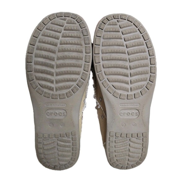 Crocs Venture Mens Santa Cruz Loafers Canvas Slip On Shoes Tan, Size 10